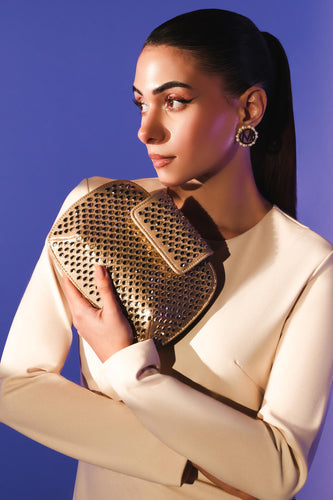 Shiny Diamante Gold Clutch Bag