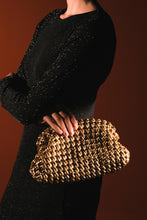 Load image into Gallery viewer, Maria.B Gold Woven Leather Clutch Bag