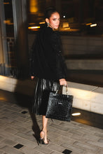 Load image into Gallery viewer, Black Croc Textured Leather Tote Bag