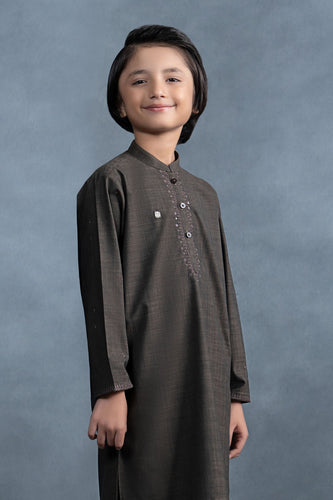 2 Piece Blended Khaddar Suit for Boys - Umber Brown