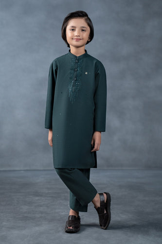 2 Piece Blended Khaddar Suit for Boys in Green