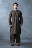 Mens 2 Piece Blended Khaddar Suit - Umber Brown