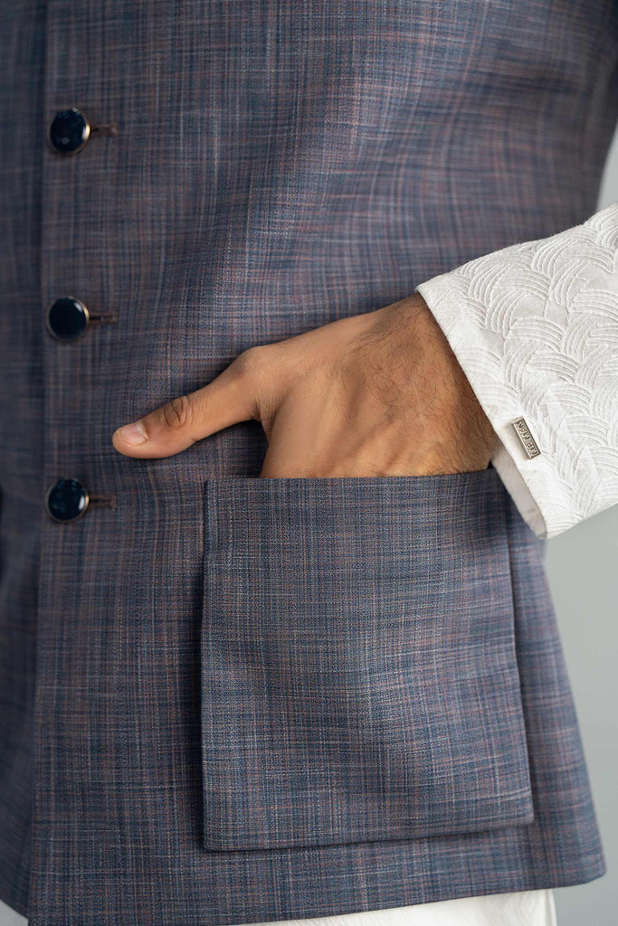Indigo Blue Blended Waistcoat for Men