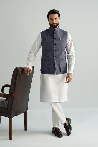 Indigo Blue Blended Waistcoat for Men