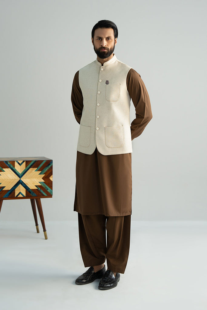 White Karandi Waistcoat for Men