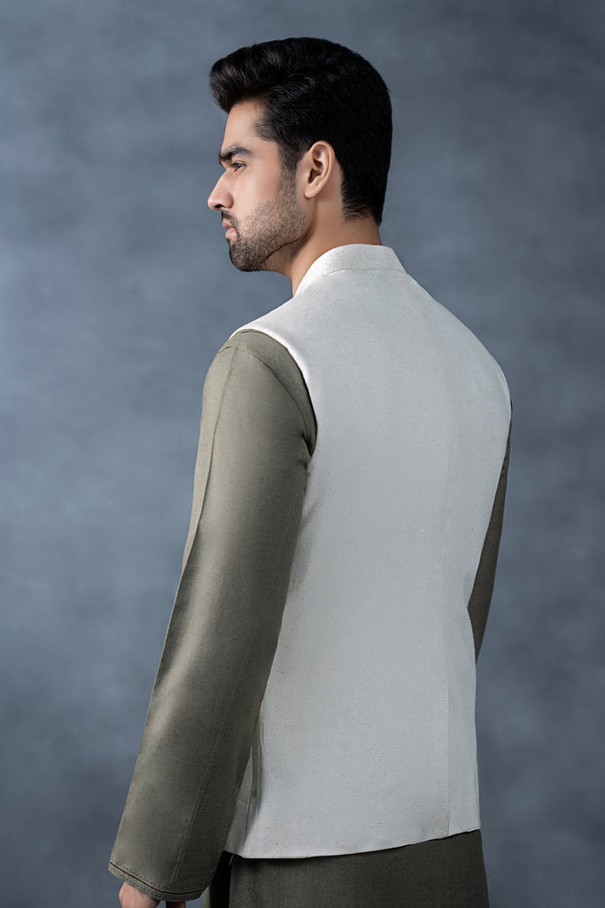 Karandi Waistcoat for Men - Natural White