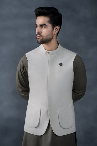 Karandi Waistcoat for Men - Natural White