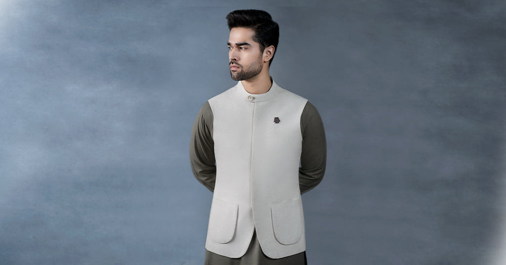 Karandi Waistcoat for Men - Natural White