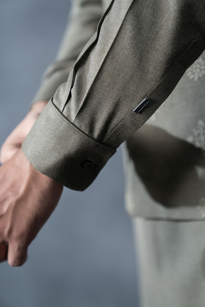 Men's 3 Piece Markhor (Polo) Wool Suit - Army Green