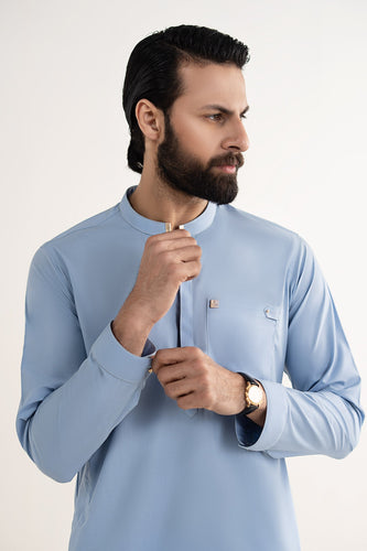 Mens 2 Piece Blended Formal Suit - Airforce Blue