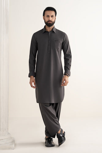 Maria.B Mens 2 Piece Blended Kurta and Shalwar Suit - Cobalt Grey