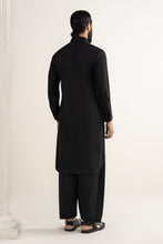 Load image into Gallery viewer, Mens 2 Piece Blended Kurta Shalwar Suit - Night Black