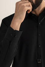 Load image into Gallery viewer, Mens 2 Piece Blended Kurta Shalwar Suit - Night Black
