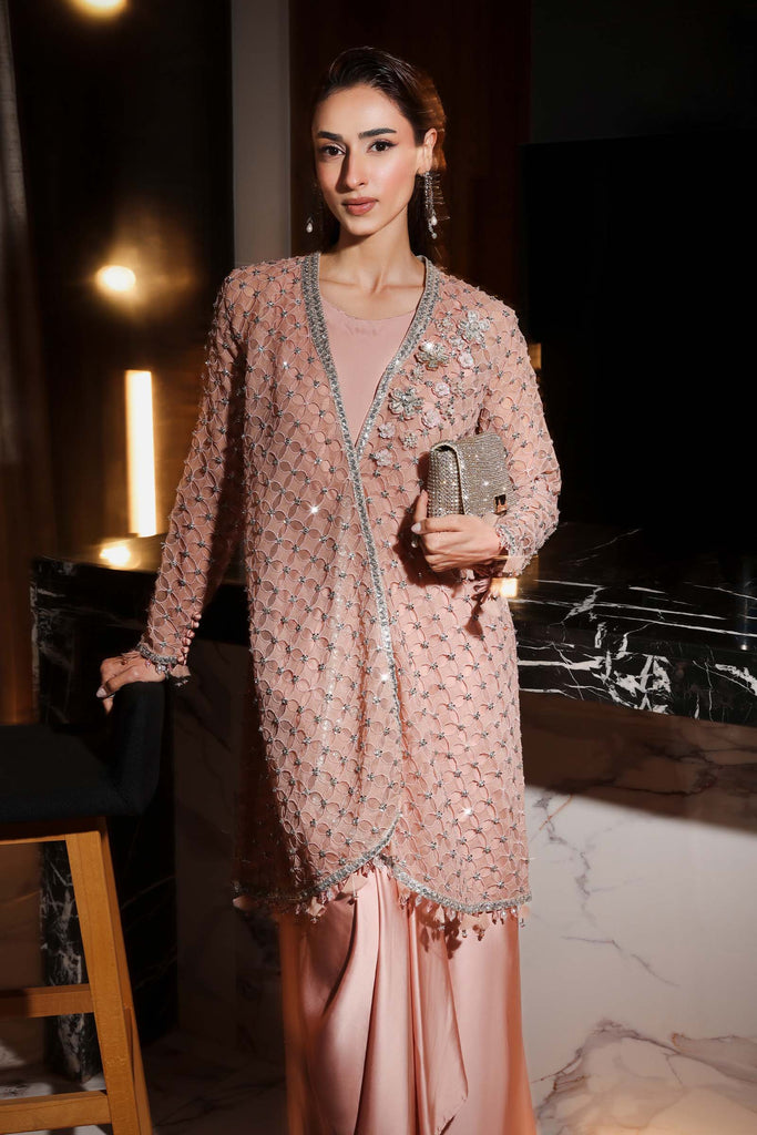 3 Piece Embroidered Chiffon Suit for Women – Pink