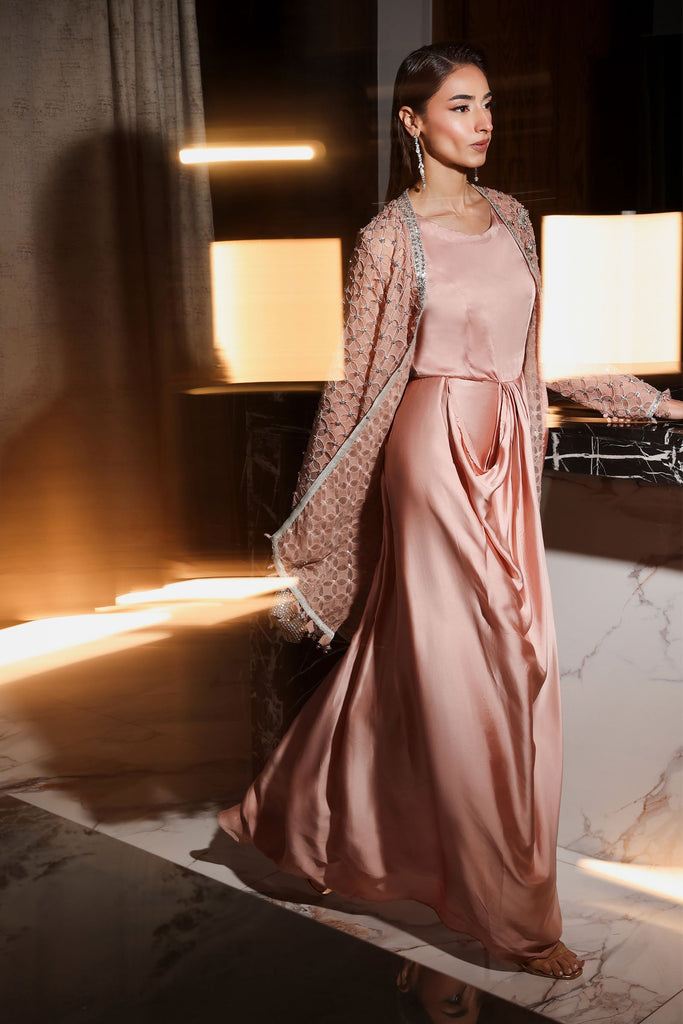 3 Piece Embroidered Chiffon Suit for Women – Pink