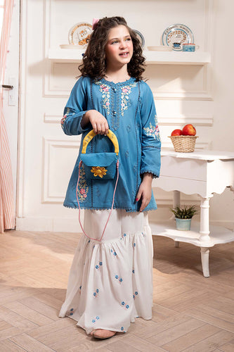 Lawn 3 Piece Embroidered Suit for Girls in Blue