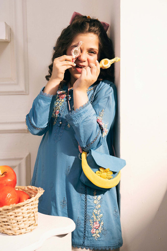Lawn 3 Piece Embroidered Suit for Girls in Blue