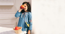 Load image into Gallery viewer, Lawn 3 Piece Embroidered Suit for Girls in Blue