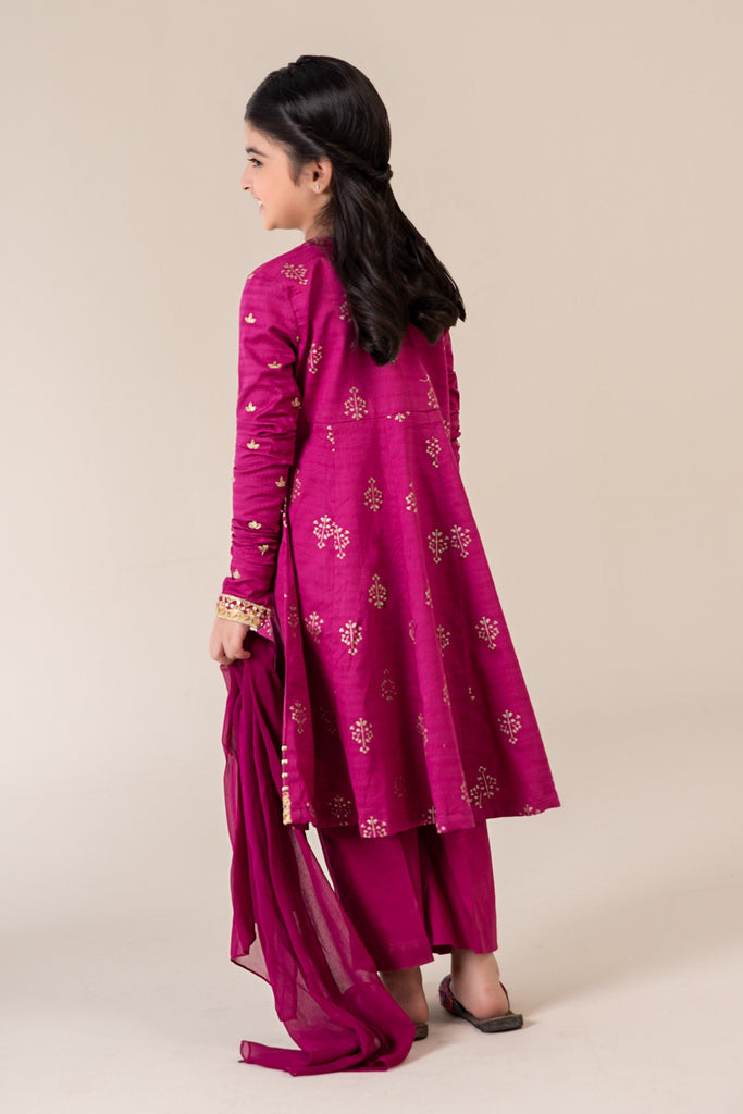 Maroon Embroidered Lawn Suit for Kids