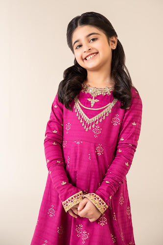 Maroon Embroidered Lawn Suit for Kids