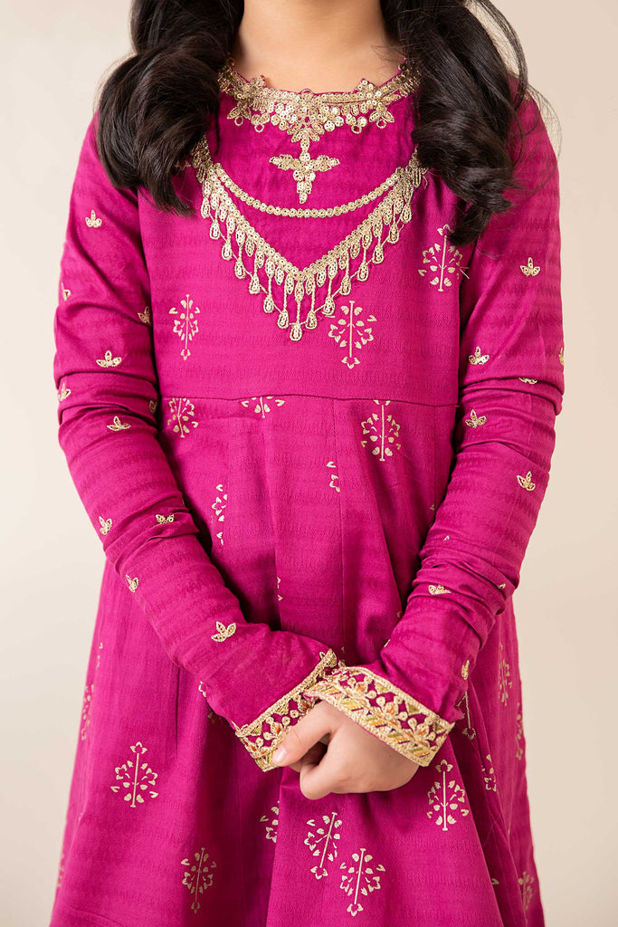 Maroon Embroidered Lawn Suit for Kids