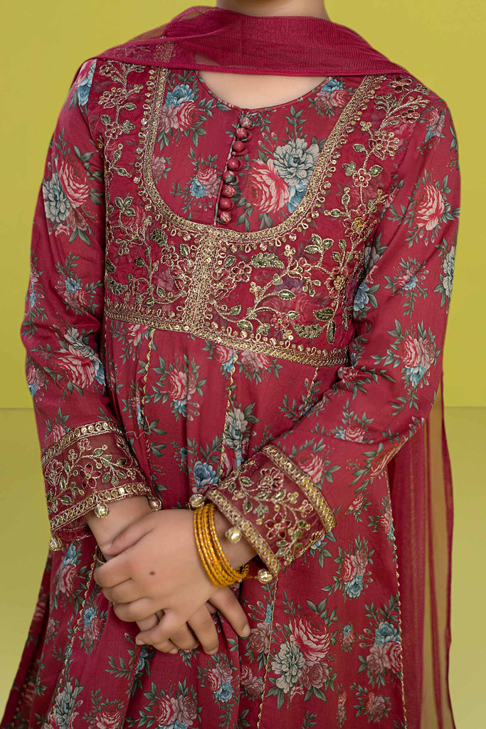 Kids 3 Piece Mughal Embroidered Lawn Suit - Pink