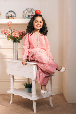 Dobby Lawn 2 Piece Embroidered Suit - Pink