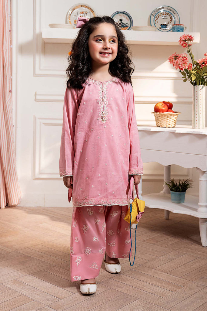 Dobby Lawn 2 Piece Embroidered Suit - Pink