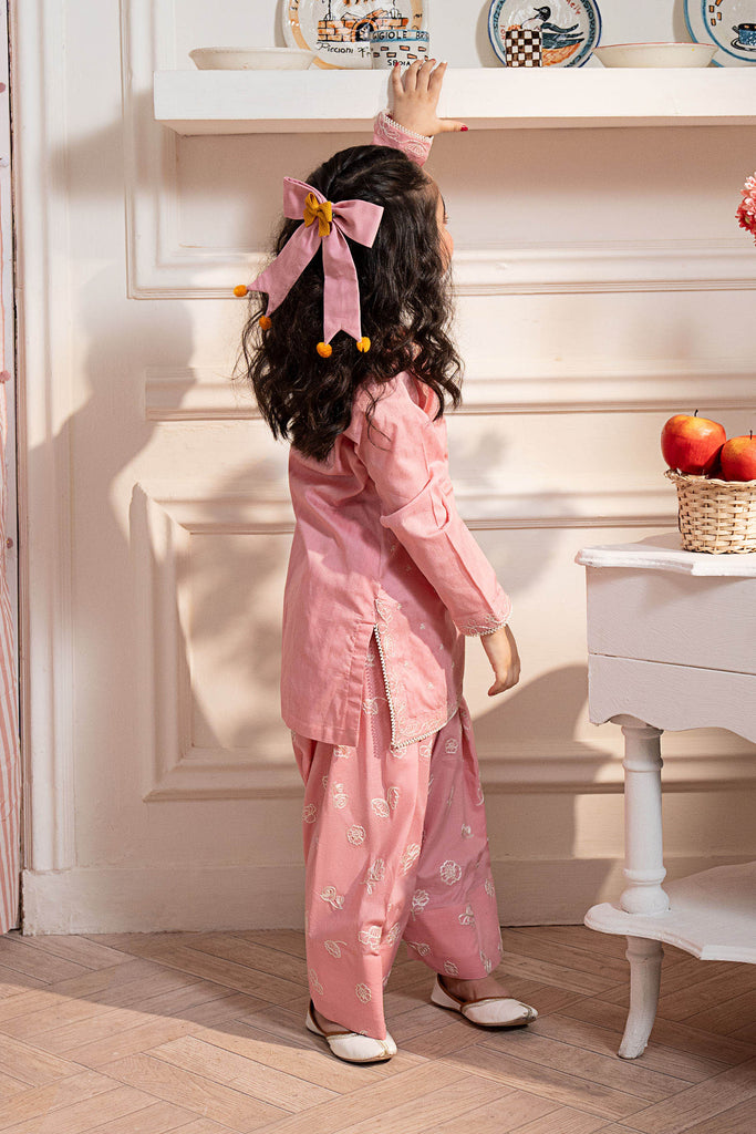 Dobby Lawn 2 Piece Embroidered Suit - Pink