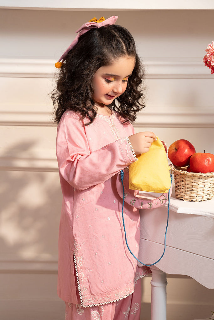 Dobby Lawn 2 Piece Embroidered Suit - Pink