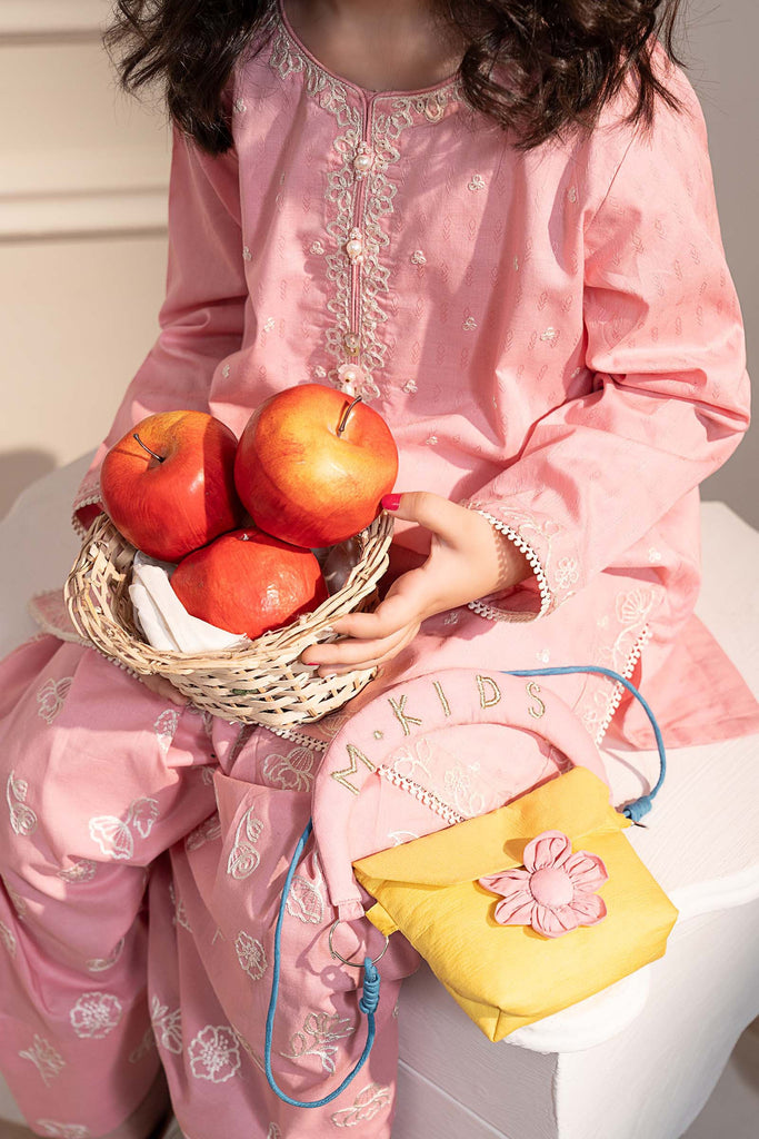 Dobby Lawn 2 Piece Embroidered Suit - Pink