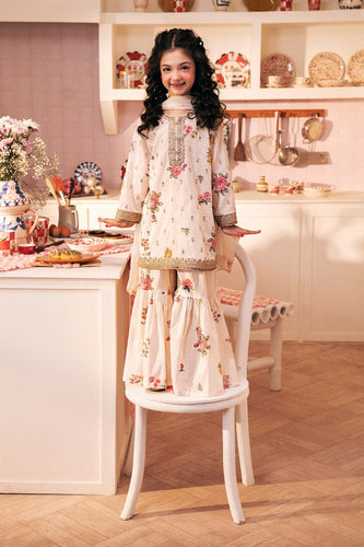 3 Piece Off-White Lawn Suit with Gharara