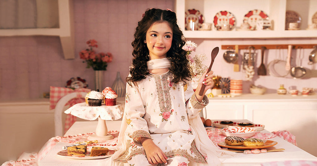 3 Piece Off-White Lawn Suit with Gharara