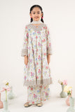 White 3 Piece Embroidered Lawn Frock Suit for Girls