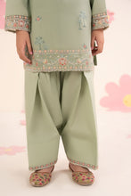 Load image into Gallery viewer, Kids Embroidered Lawn 3 Piece Suit with Farshi Shalwar - Mint Green