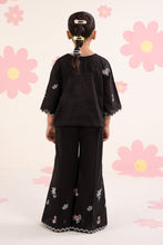 Load image into Gallery viewer, Girls 2 Piece Embroidered Dobby Jacquard Suit in Black