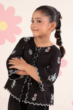 Load image into Gallery viewer, Girls 2 Piece Embroidered Dobby Jacquard Suit in Black