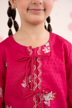Load image into Gallery viewer, Girls 2 Piece Embroidered Dobby Jacquard Suit in Pink