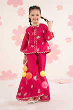 Load image into Gallery viewer, Girls 2 Piece Embroidered Dobby Jacquard Suit in Pink