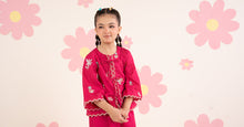 Load image into Gallery viewer, Girls 2 Piece Embroidered Dobby Jacquard Suit in Pink