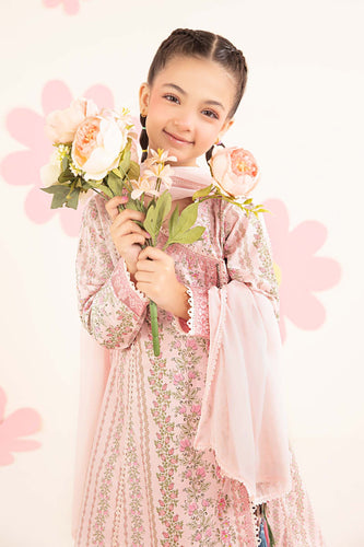 Light Pink 3 Piece Embroidered Lawn Angrakha Suit