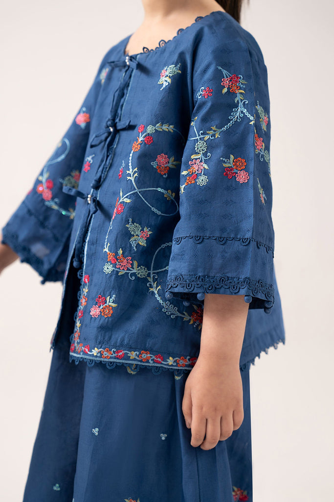 Boys 2 Piece Embroidered Dobby Lawn Suit - Blue