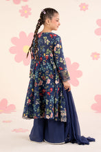 Load image into Gallery viewer, Blue 3 Piece Embroidered Lawn Frock Suit