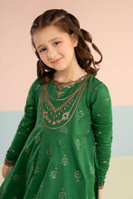 Load image into Gallery viewer, Kids 2 Piece Dobby Lawn Long Frock Suit - Green