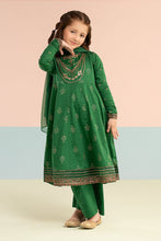 Load image into Gallery viewer, Kids 2 Piece Dobby Lawn Long Frock Suit - Green