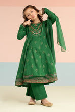 Load image into Gallery viewer, Kids 2 Piece Dobby Lawn Long Frock Suit - Green