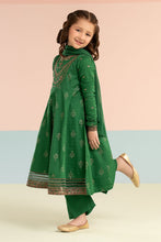 Load image into Gallery viewer, Kids 2 Piece Dobby Lawn Long Frock Suit - Green
