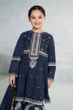 Load image into Gallery viewer, Girls 3 Piece Embroidered Lawn Kurta with Gharara - Blue