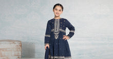 Load image into Gallery viewer, Girls 3 Piece Embroidered Lawn Kurta with Gharara - Blue