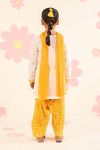 Load image into Gallery viewer, Kids 3 Piece Embroidered Lawn Suit in White and Yellow